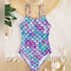 Girls One Piece‎ Swimsuits Blue Pink Sport Halter Swimwear Bathing Suit NWOT S